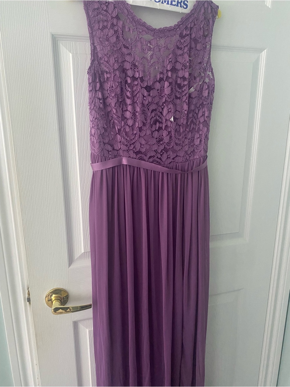 Elegant Purple Lace Bodice Maxi Dress
